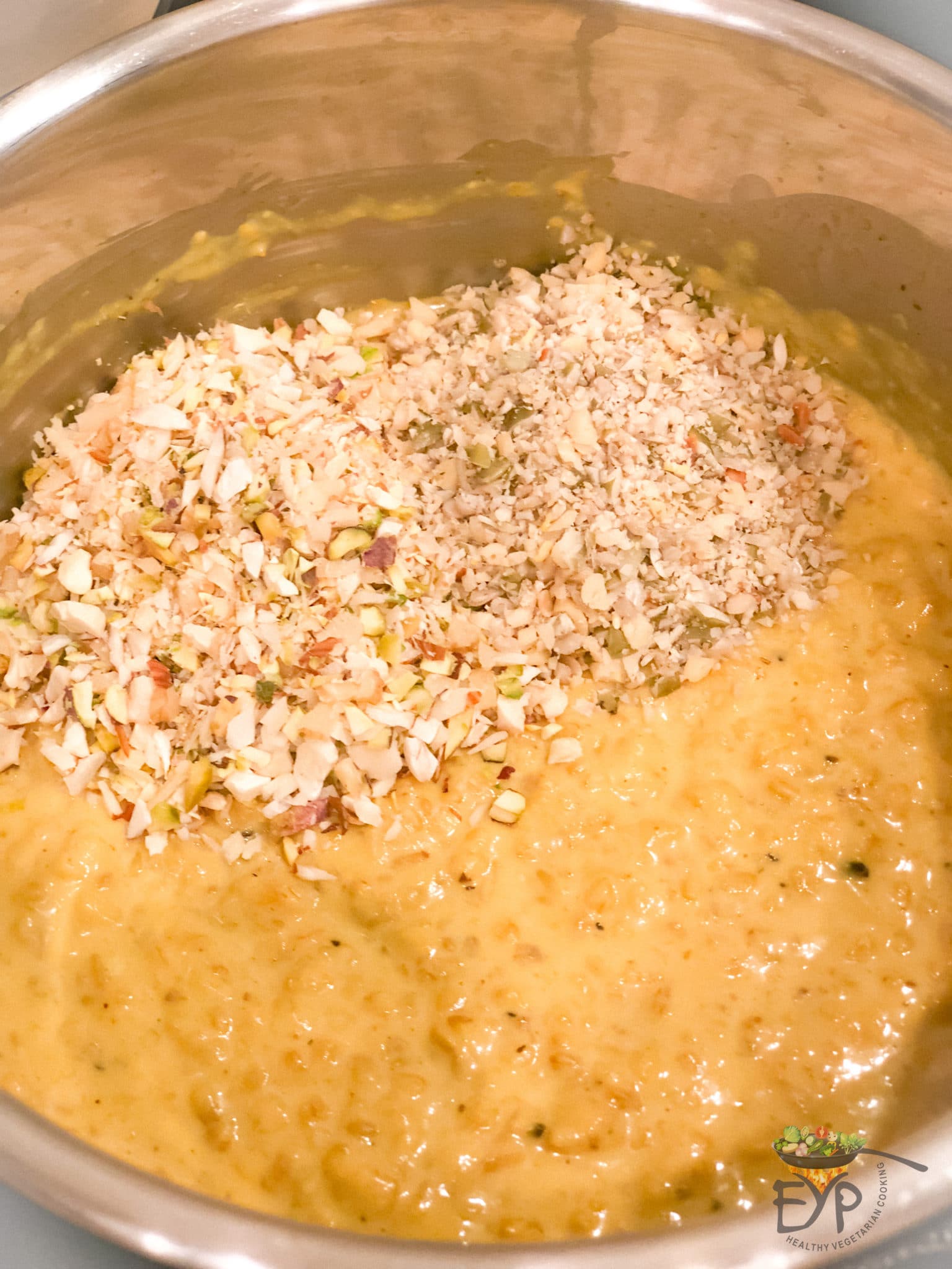 Turmeric golden milk overnight oats with sliced almonds