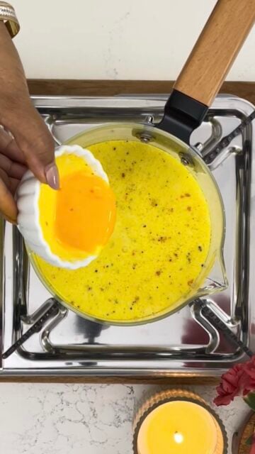 Step 6 - add saffron milk