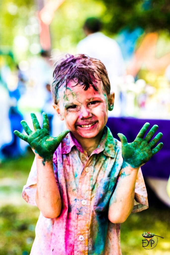 Kid playing holi