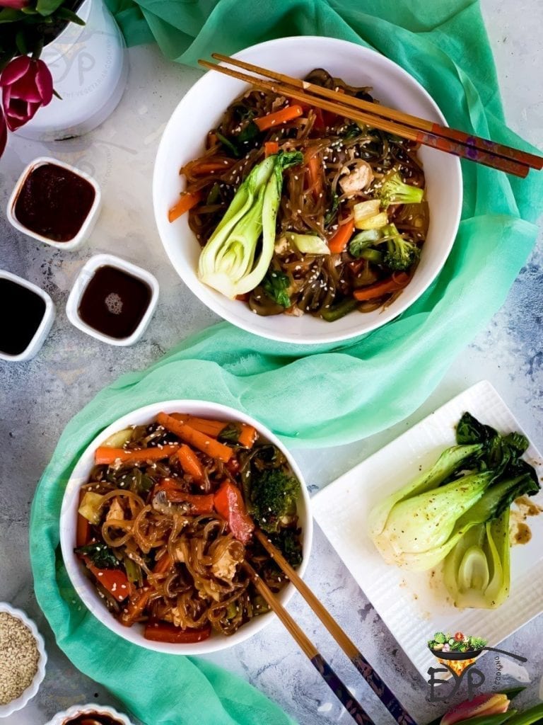 Japchae - Vegan & Gluten Free Korean Glass Noodles - Recipe from Enhance Your Palate