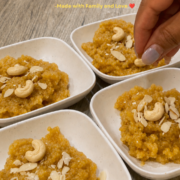Moong Dal Halwa served in small bowls