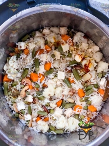 Navratan Pulao cooked in Instant Pot