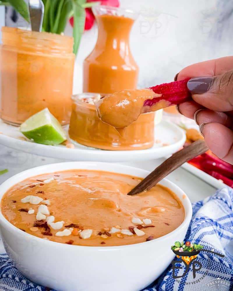 Easy Peanut Satay Sauce great for veggie sticks